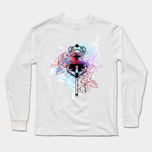 Key with Roses ( Tattoo style ) Long Sleeve T-Shirt